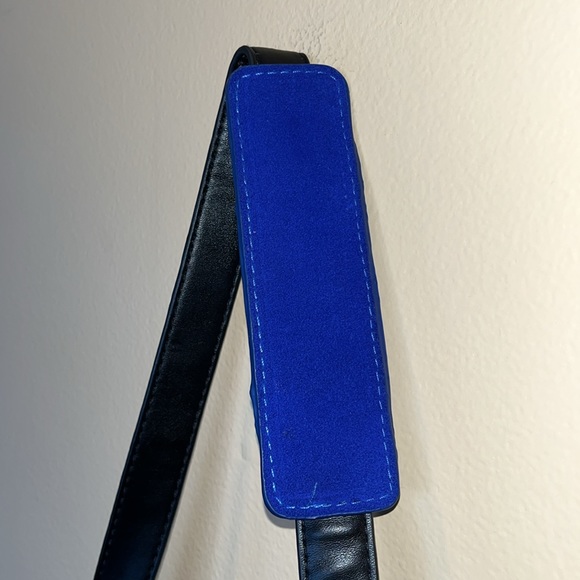 Blue Suede, Black and Cream Trapeze Bag - Picture 7 of 17